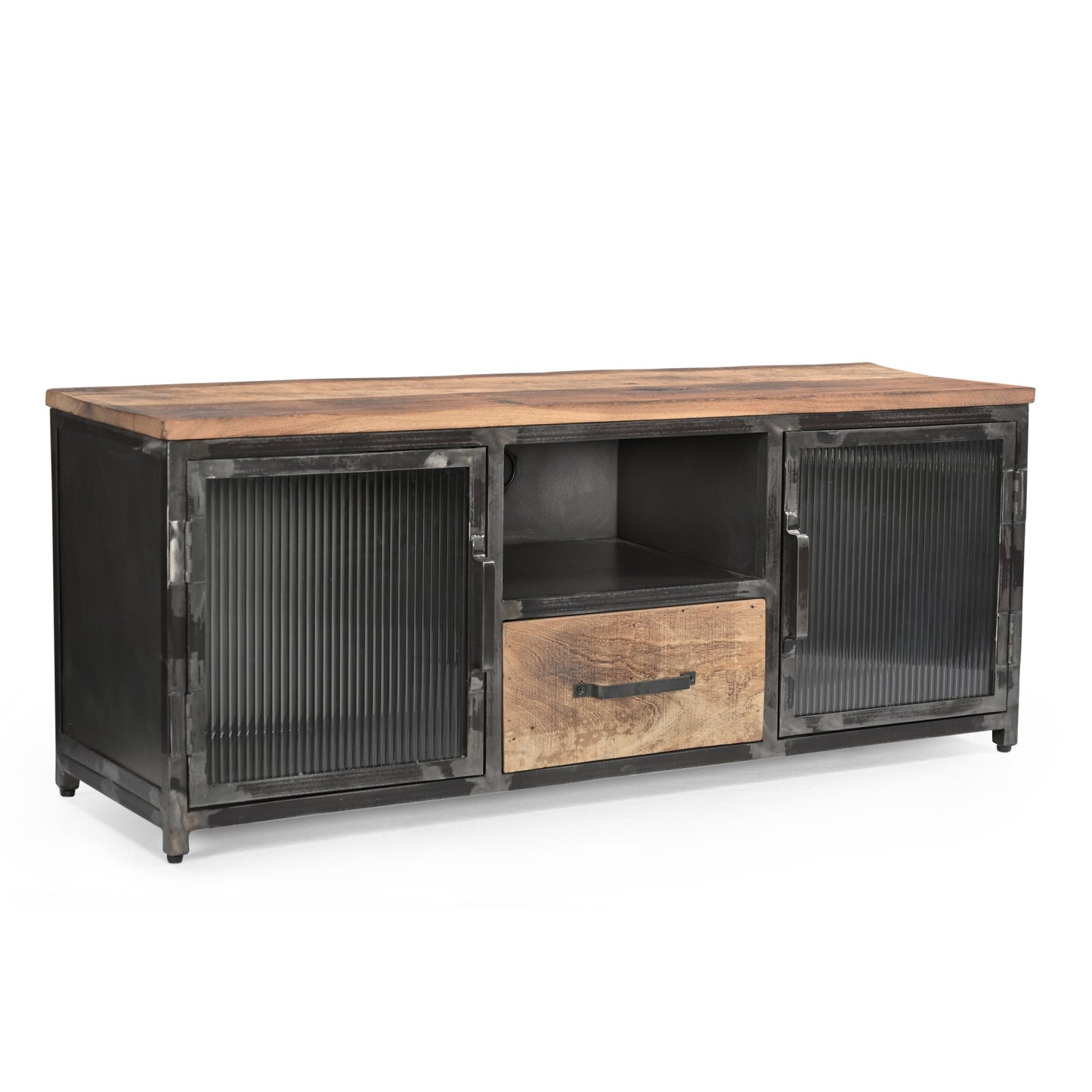 TV-Board 140cm >St. Louis< aus Metall & recycle Holz