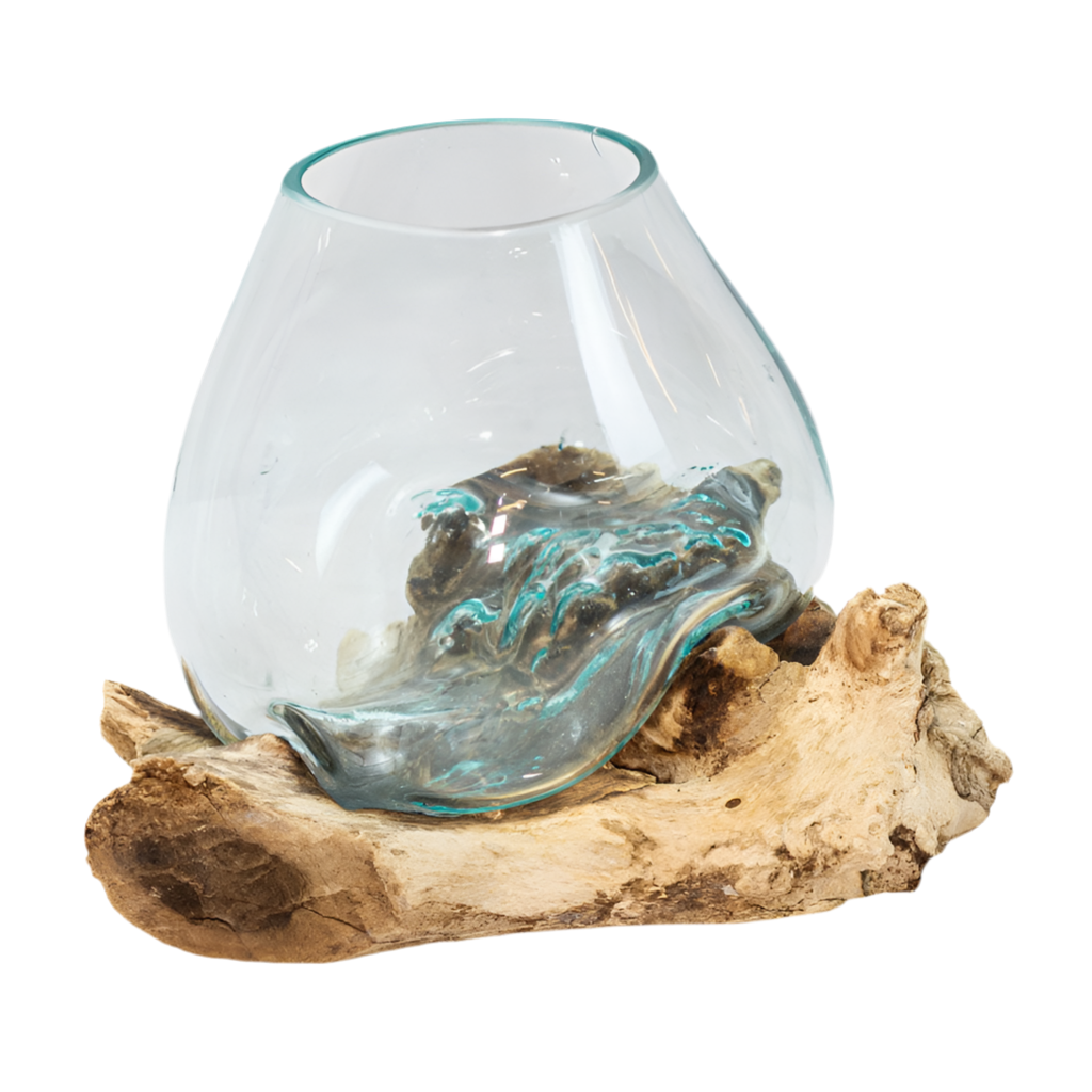 Dekoschale Glas Teakholzwurzel >Waterdrop< Dekoglas