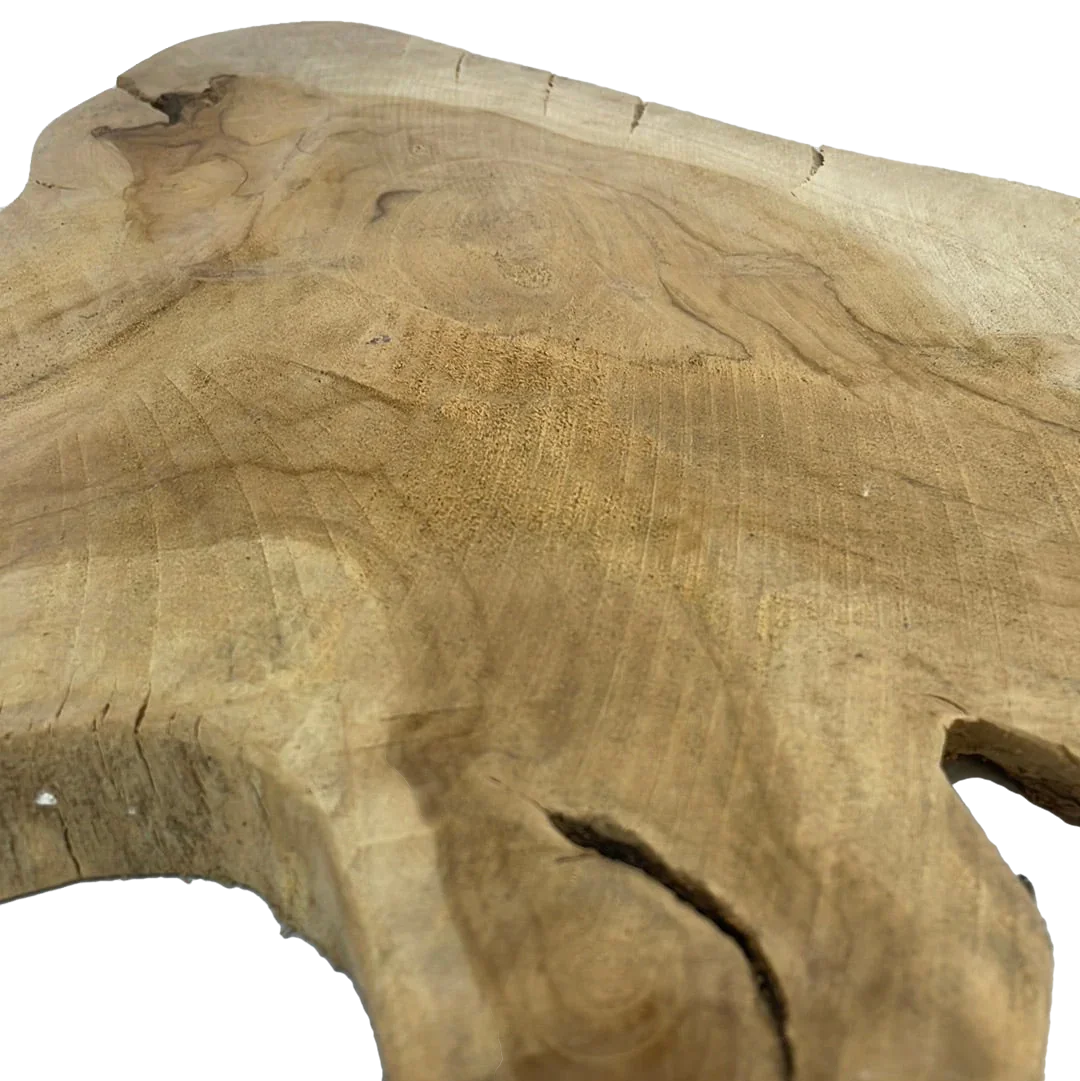 Baumscheibe Teak Holzbrett Deko Teller sägerau