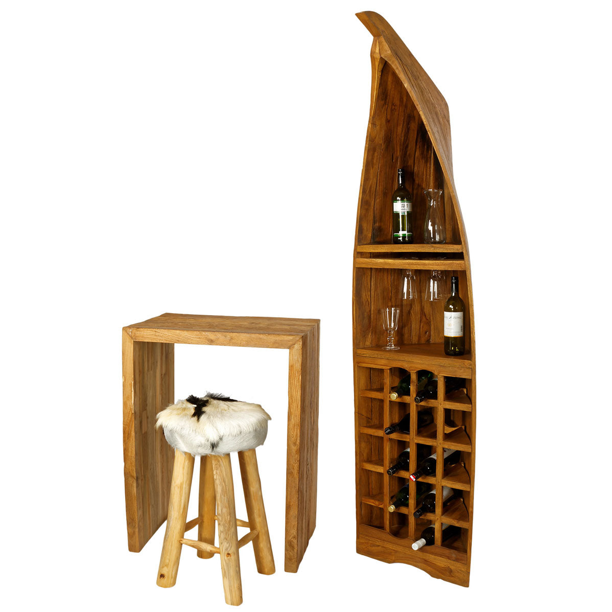 Bootsbar Sailor Weinregal Teakholz - versch. Farben