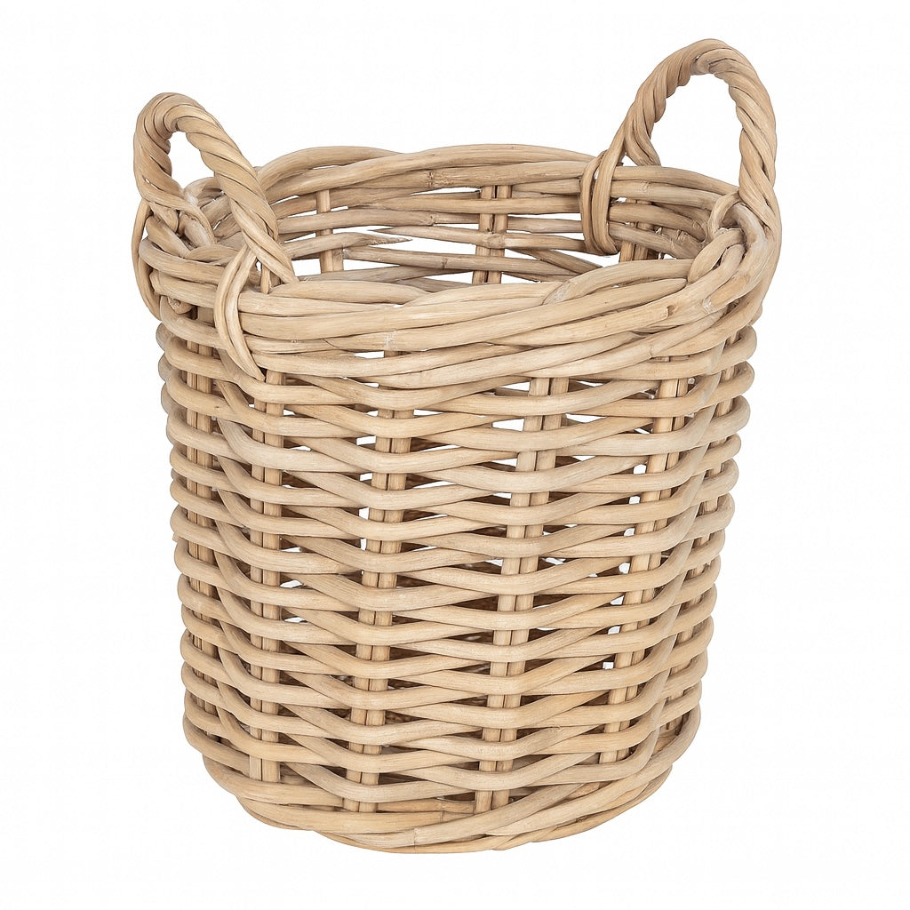 Korb >Florenz< aus Rattan Kubu Grau rund - versch. Größen