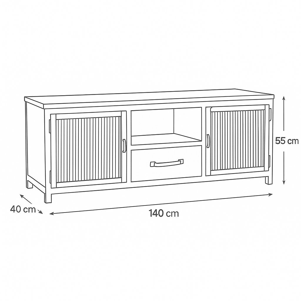 TV-Board 140cm >St. Louis< aus Metall & recycle Holz