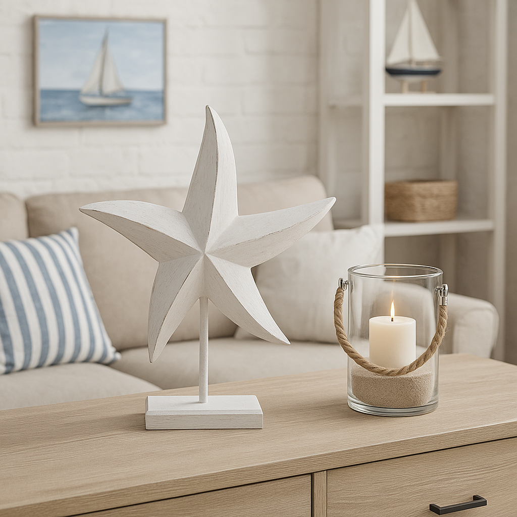 Seestern aus Holz Deko weiß shabby