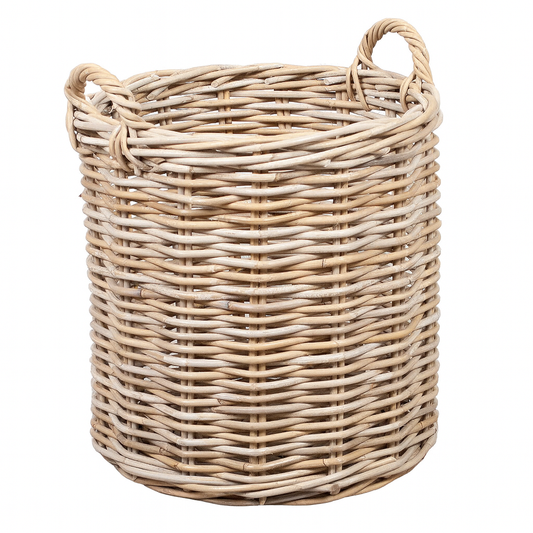 Korb >Florenz< aus Rattan Kubu Grau rund - versch. Größen