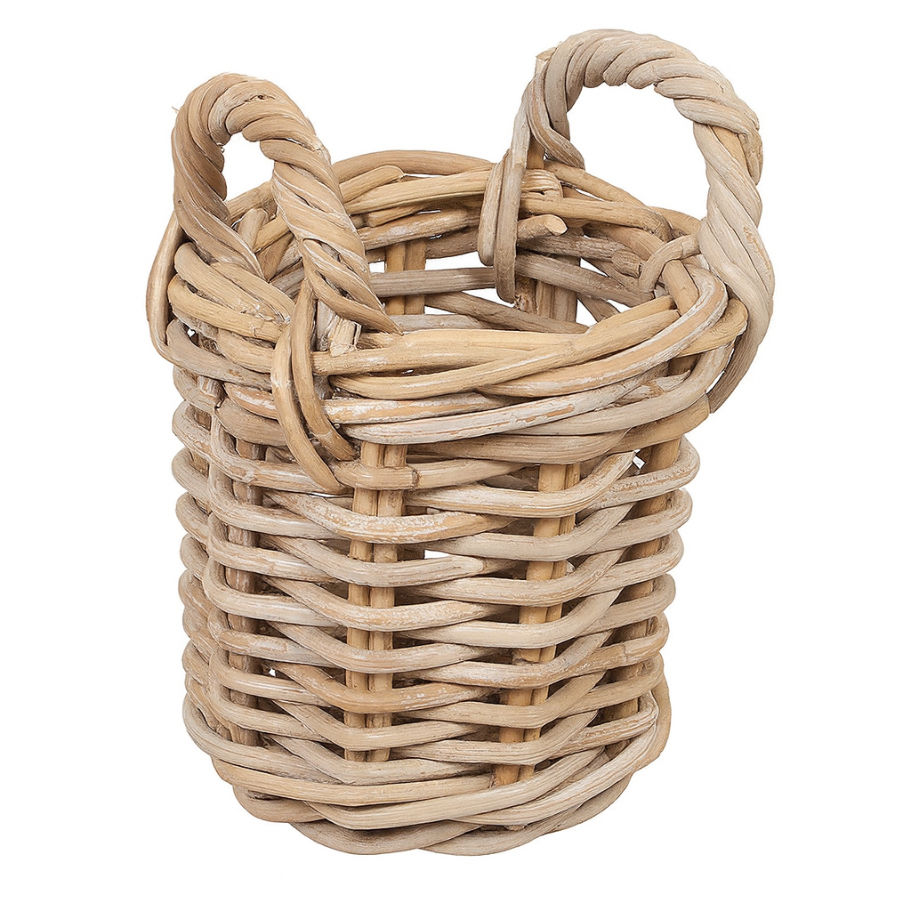 Korb >Florenz< aus Rattan Kubu Grau rund - versch. Größen