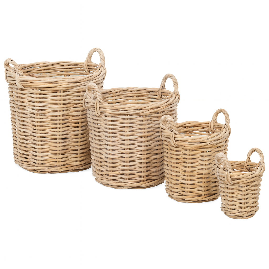 Korb >Florenz< aus Rattan Kubu Grau rund - versch. Größen
