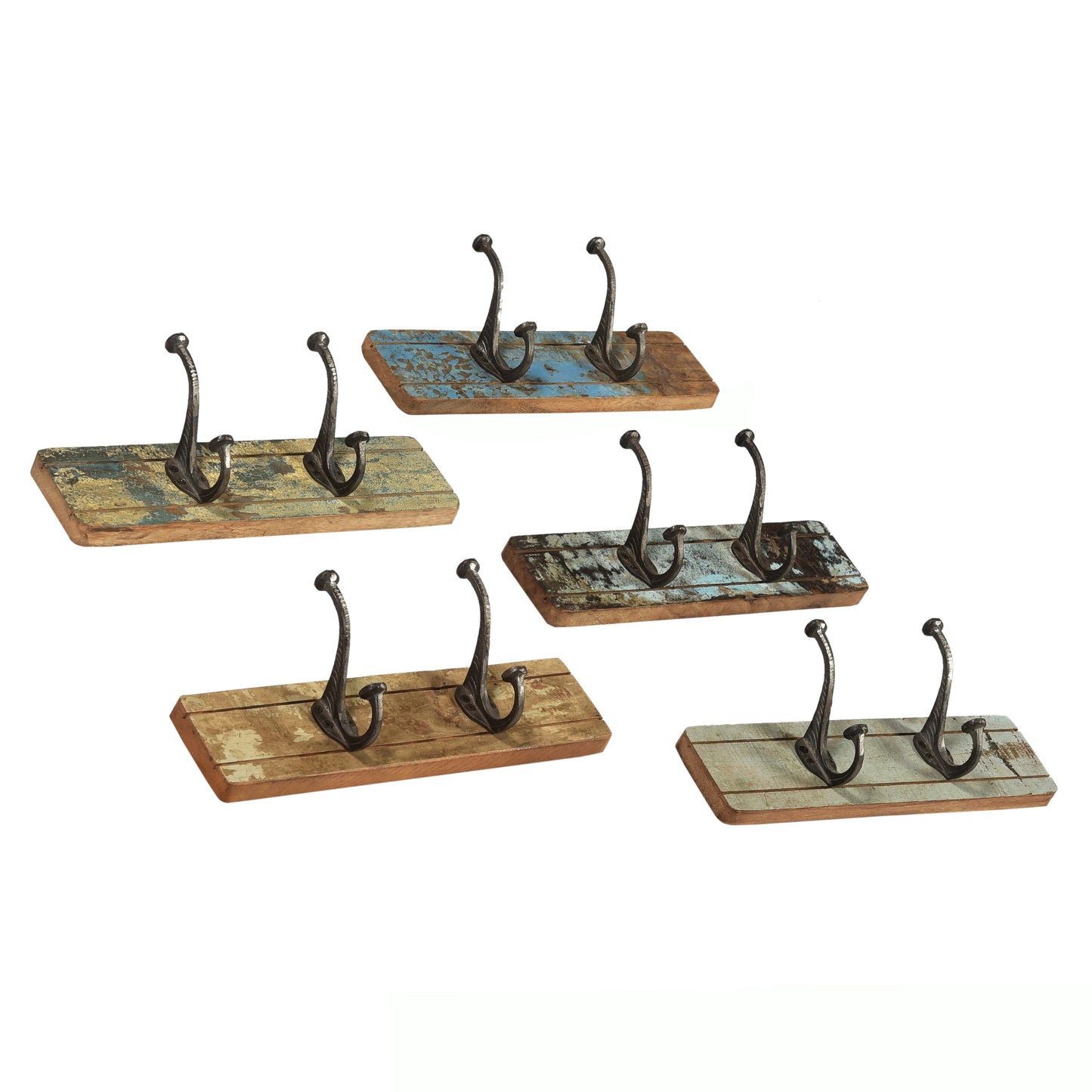 Garderobe >Stripe< aus Altholz - 2 Haken