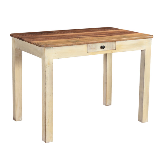 Esstisch aus Altholz 110x70cm mit weißen Tischbeinen