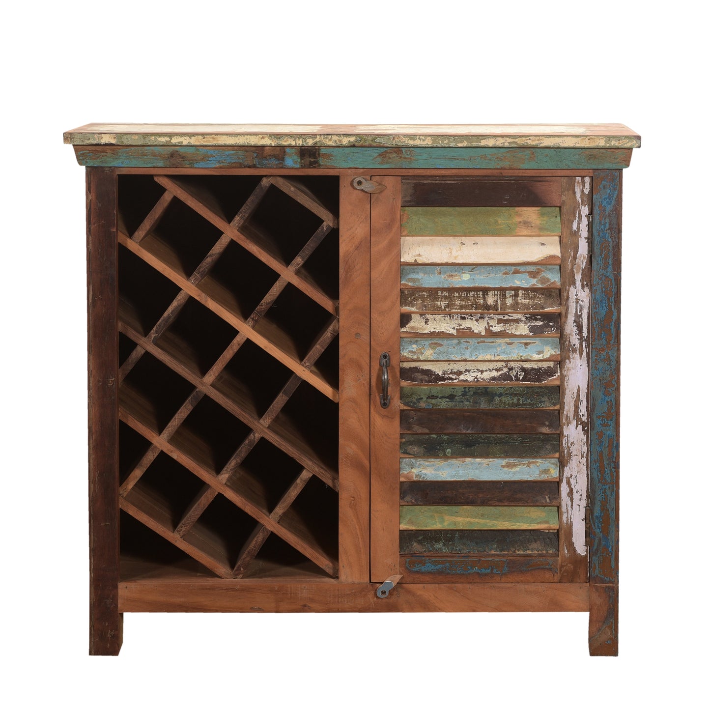 Weinschrank >Stripe< aus Altholz