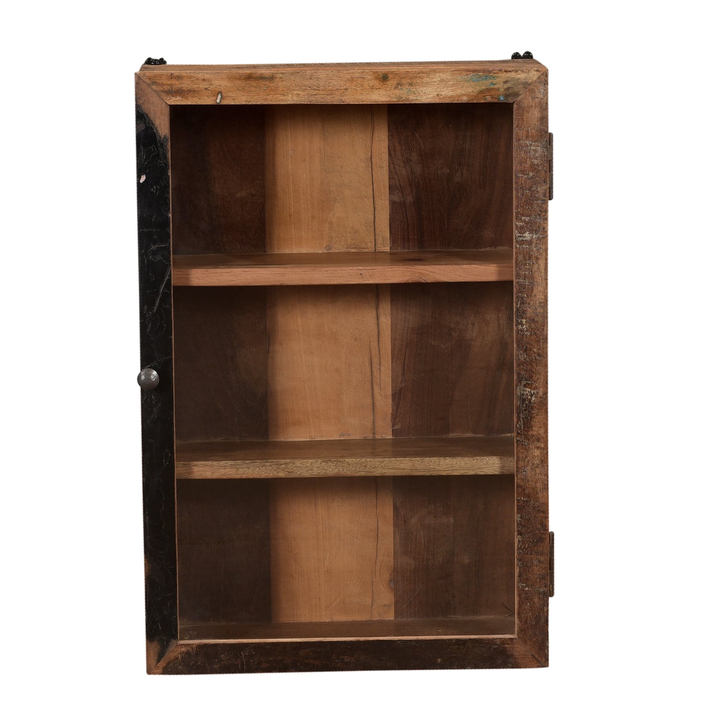 Wandschrank Vitrine mit Glas aus Altholz