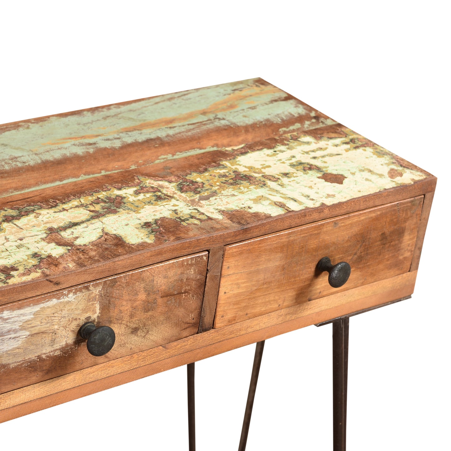 Konsole >Stripe< aus Altholz & Farbe mit 4 Schubladen