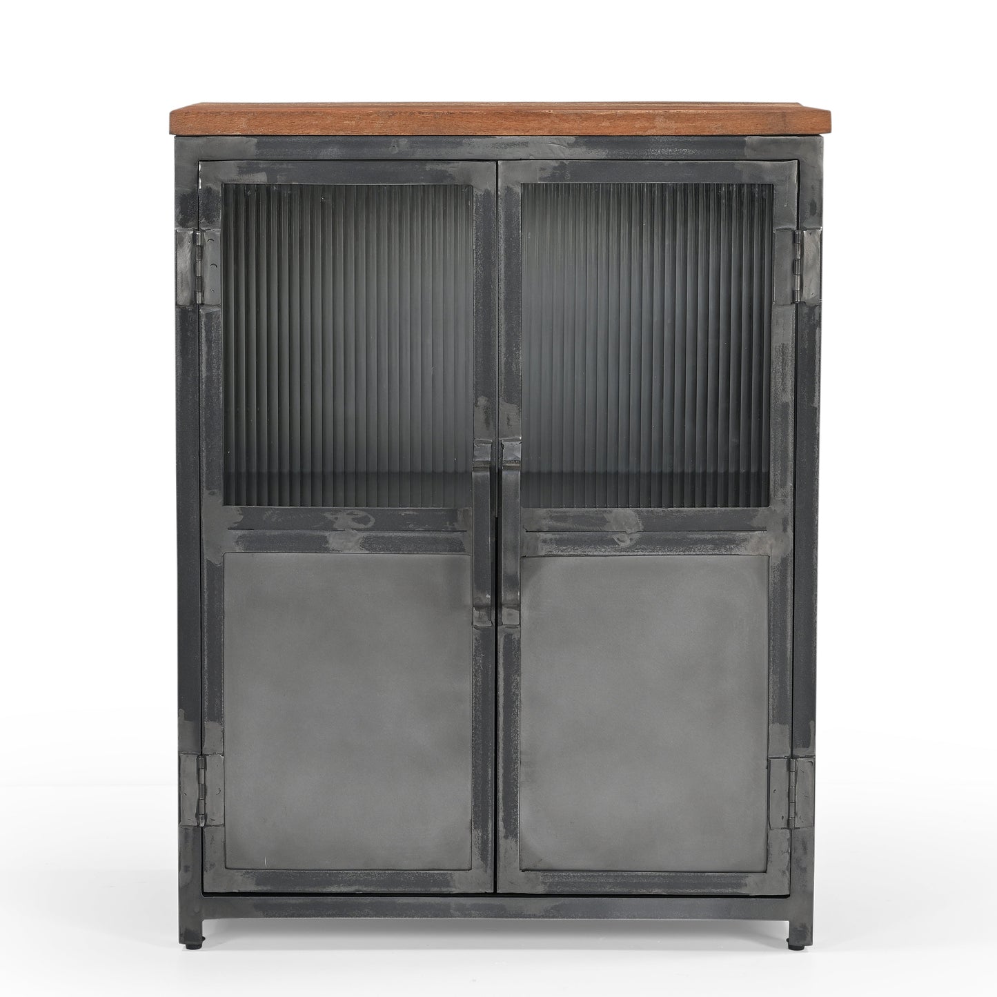 Kommode >St.Louis< Vitrine aus Metall & recycle Holz