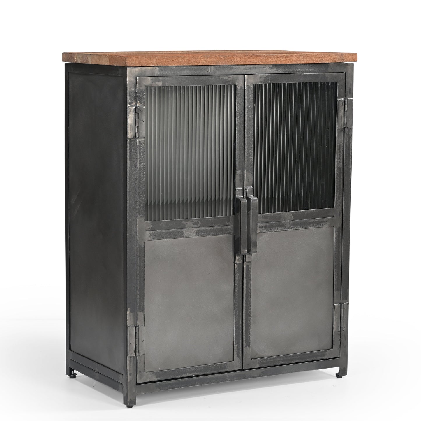 Kommode >St.Louis< Vitrine aus Metall & recycle Holz