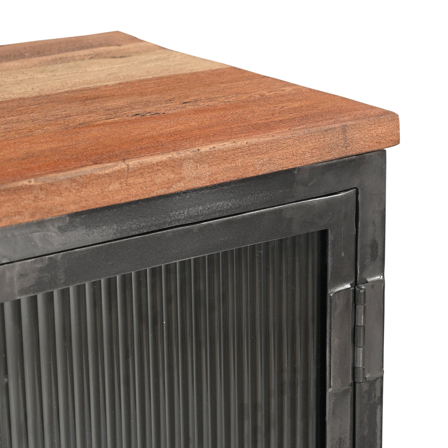 Kommode >St.Louis< Vitrine aus Metall & recycle Holz