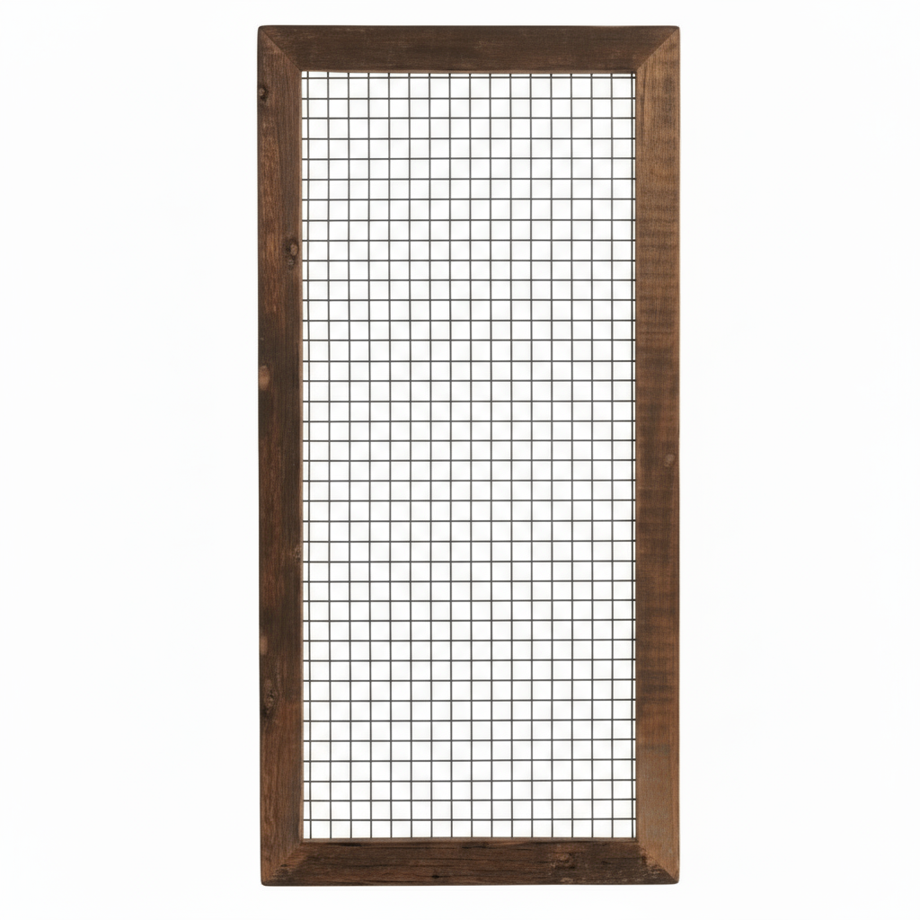 Holzrahmen mit Metallgitter