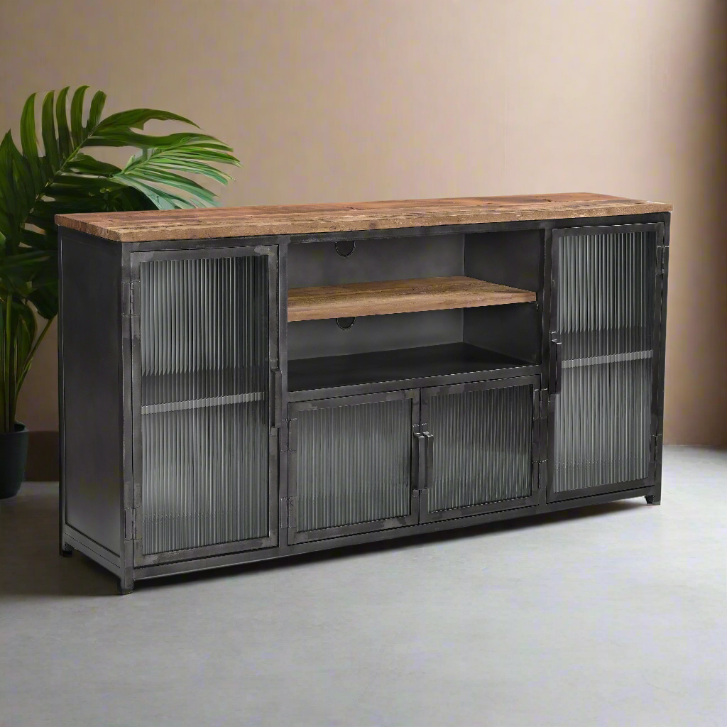 Sideboard >St. Louis< aus Metall & recycle Holz