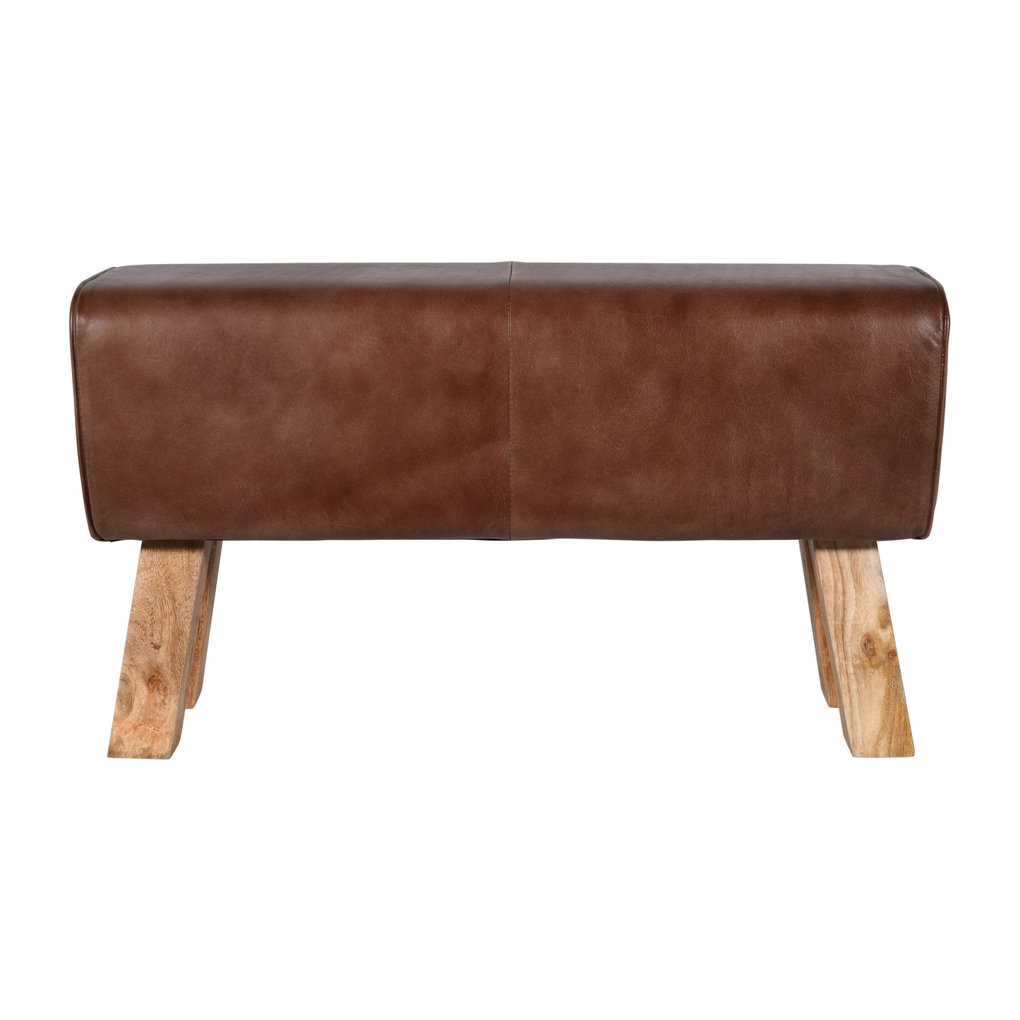 Bank >Delhi< 86cm Premium Büffelleder mit Mangoholz - Farbe braun matt
