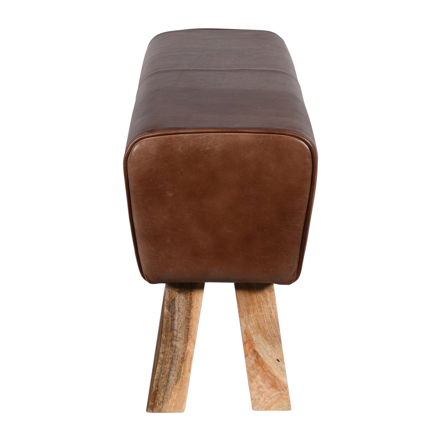 Bank >Delhi< 86cm Premium Büffelleder mit Mangoholz - Farbe braun matt