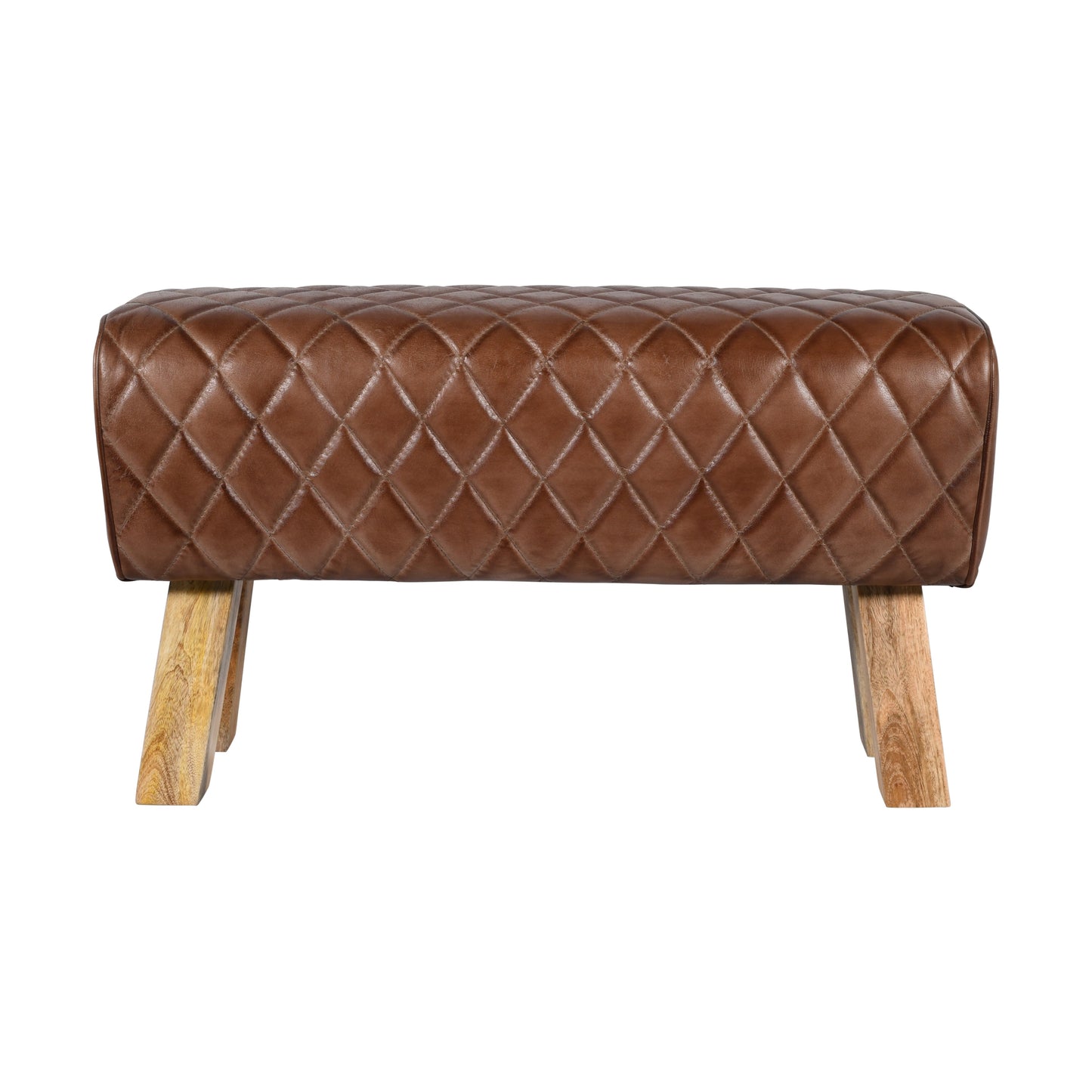 Bank >Mumbai< 86cm Premium Büffelleder mit Mangoholz -Farbe braun matt
