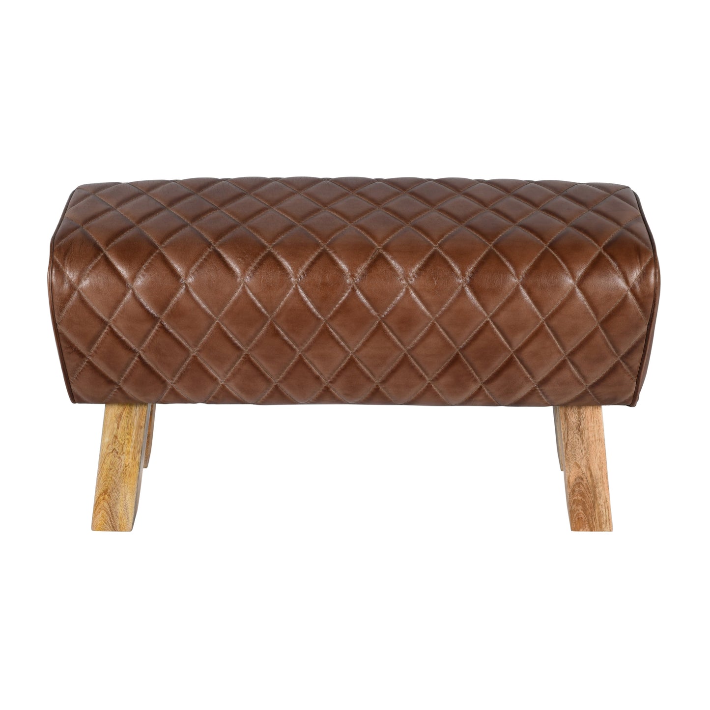 Bank >Mumbai< 86cm Premium Büffelleder mit Mangoholz -Farbe braun matt
