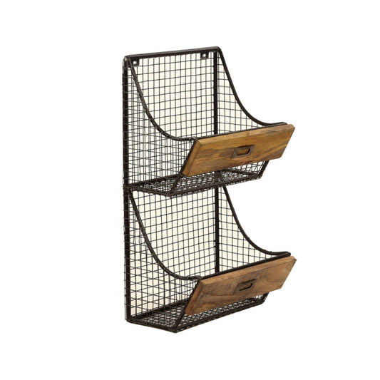 Hängekorb aus Metall mit Wandhalterung Korb - 2 Fächer