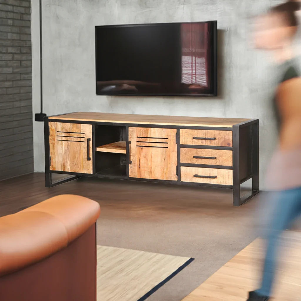 TV-Board >Montana< aus Mangoholz & Metall