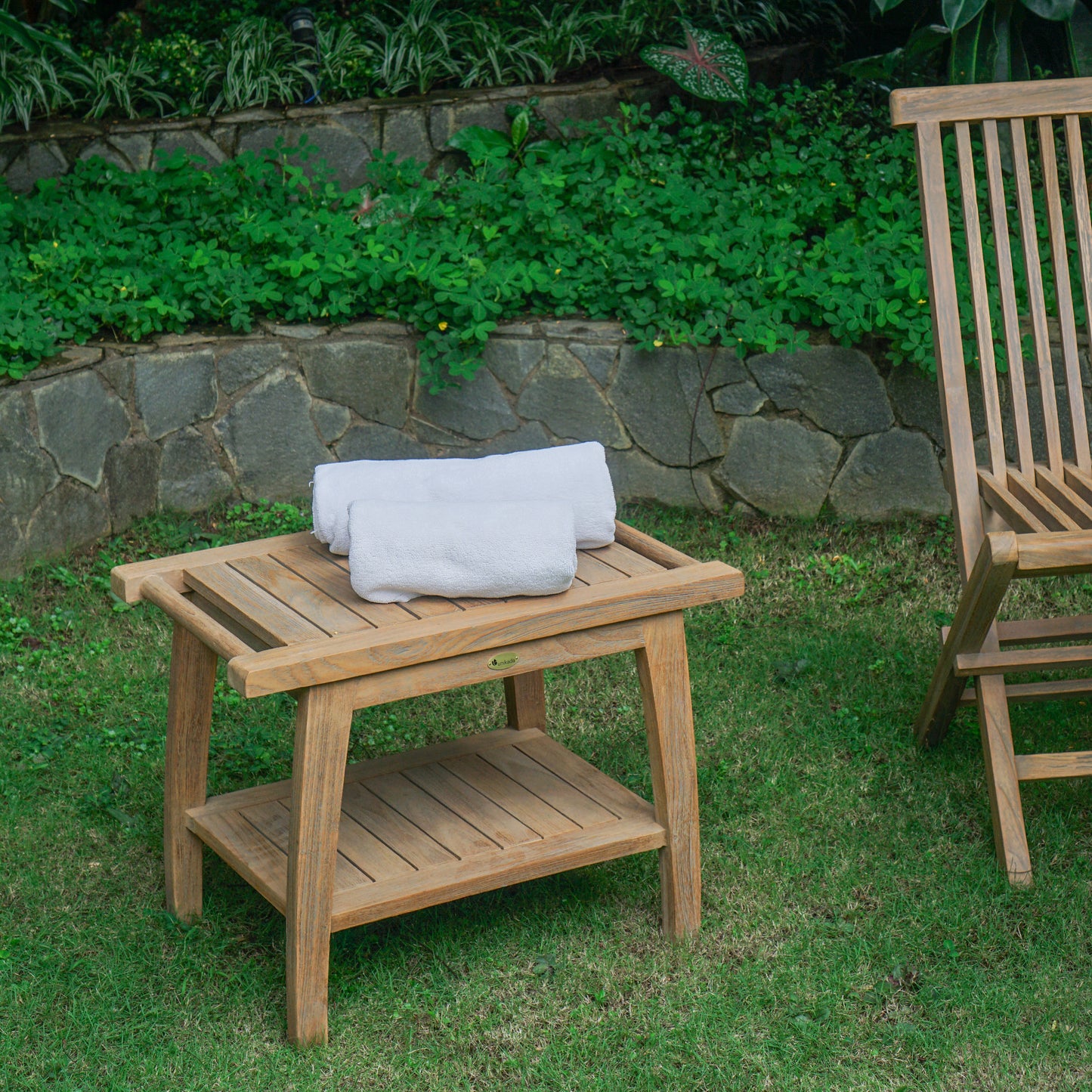 Beistelltisch >Pajung< Gartenbank Hocker Teakholz