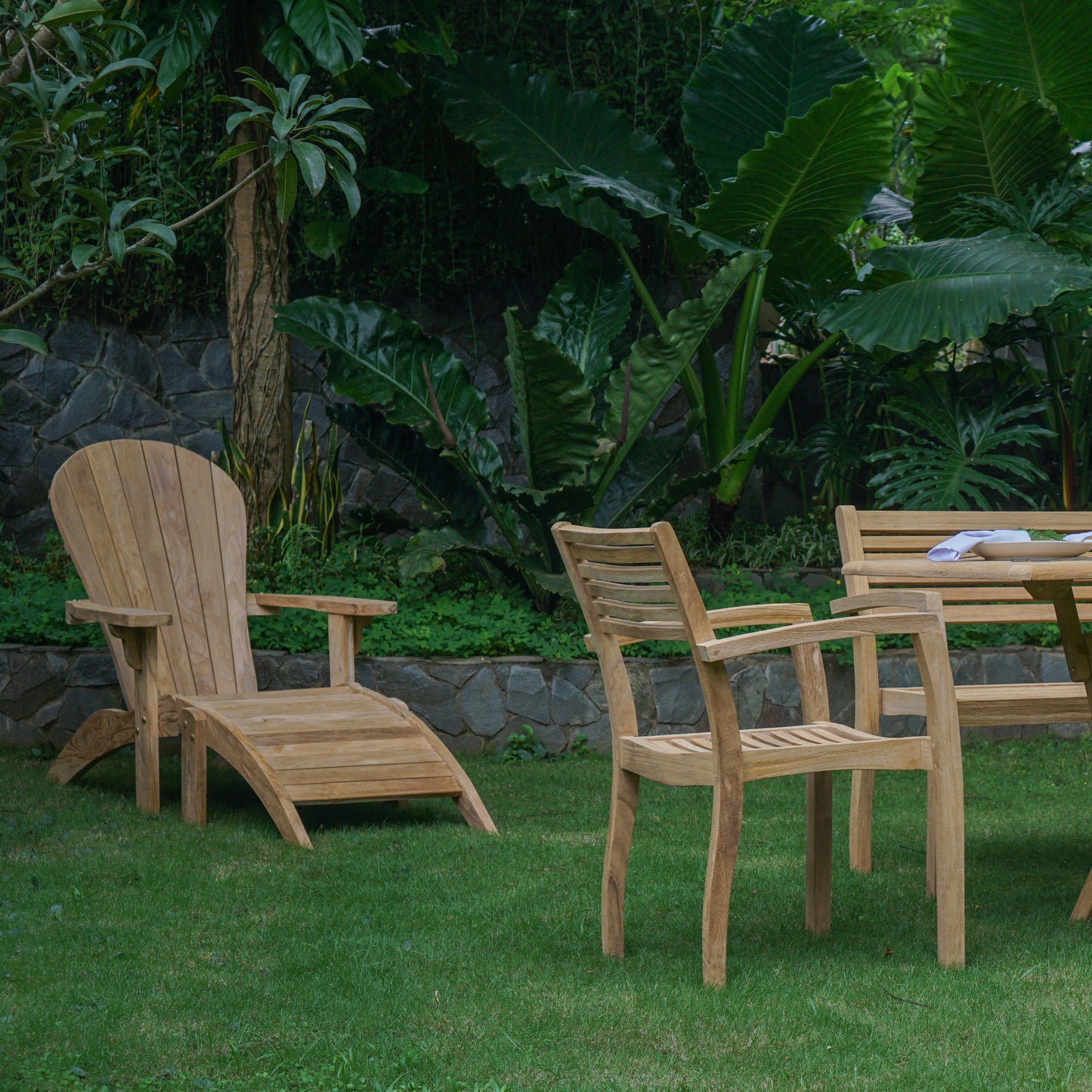 Premium Gartenstuhl >America< Premium Teak Lounge Sessel