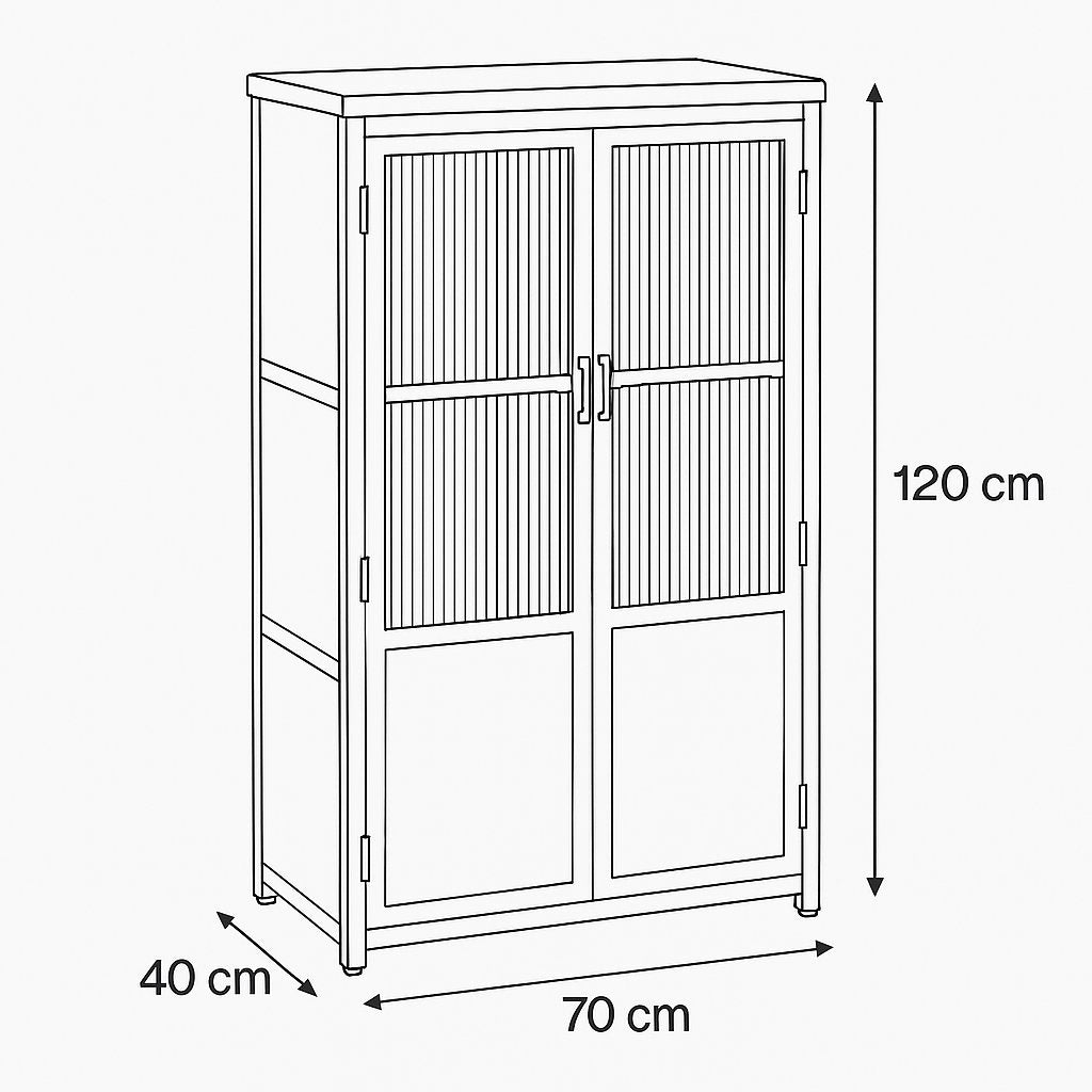 Highboard >St. Louis< Vitrine aus Metall & recycle Holz