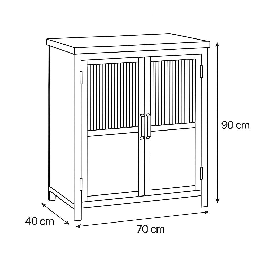 Kommode >St.Louis< Vitrine aus Metall & recycle Holz
