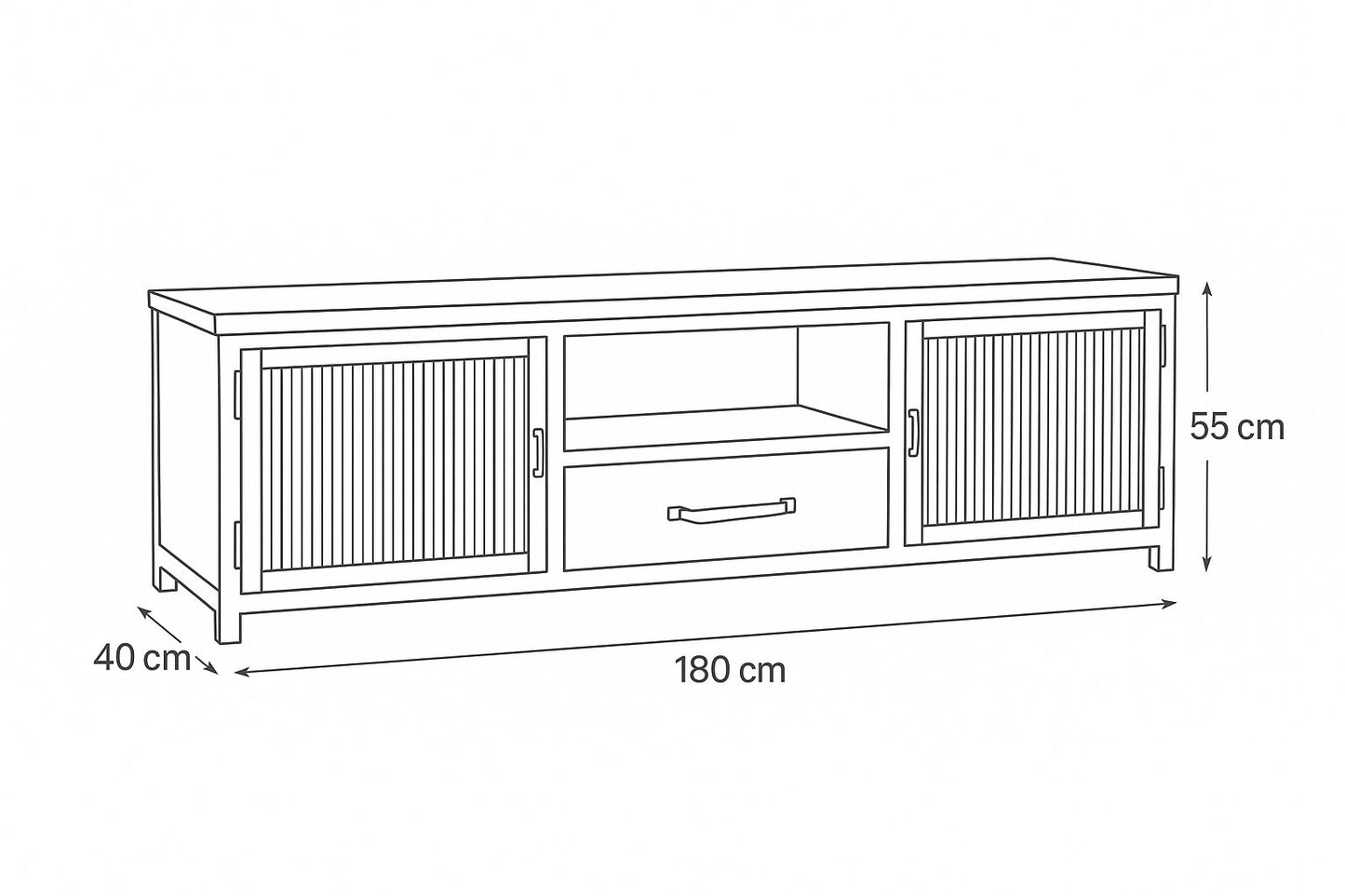 TV-Board 180cm >St. Louis< aus Metall & recycle Holz