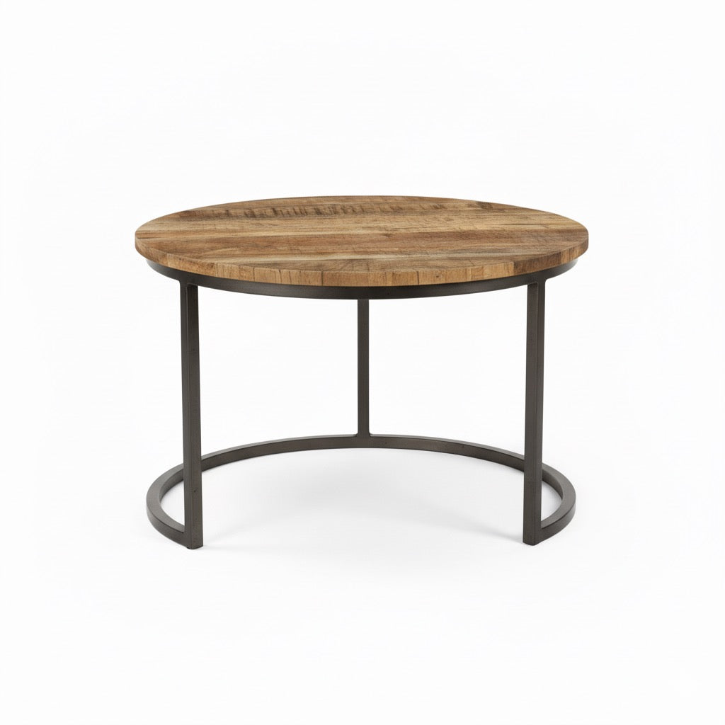 Couchtisch Detroit rund mit Metall und Mangoholz – unikada