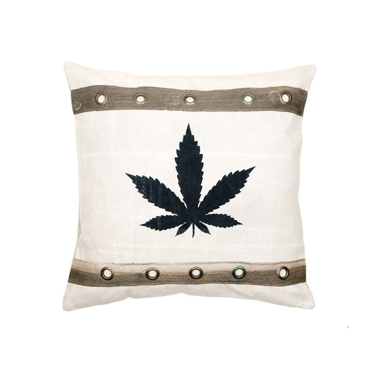 Canvas Kissen Hanfblatt mit Ösen 50x50cm - versch. Farben