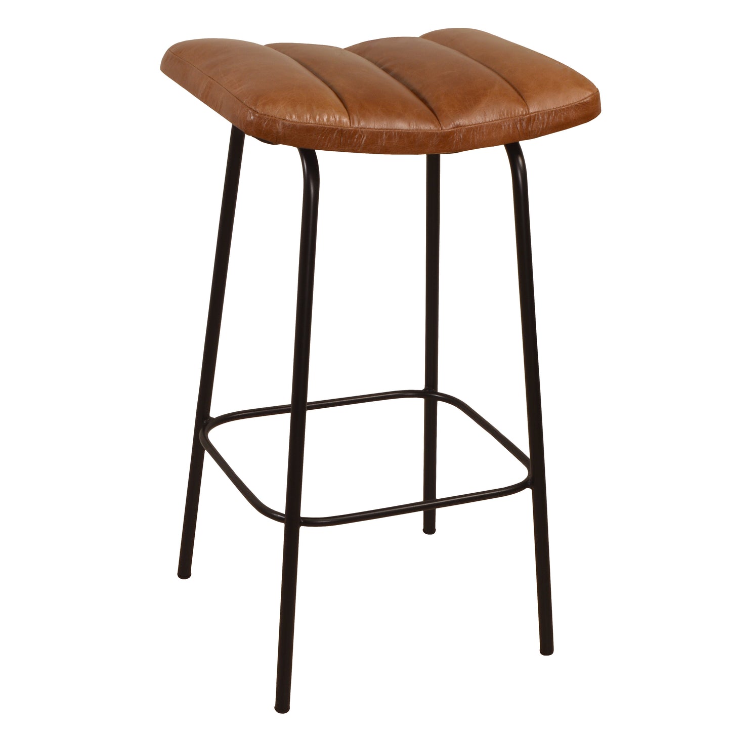 Barhocker >Indore< Premium Büffelleder mit Metallgestell - Farbe braun glänzend