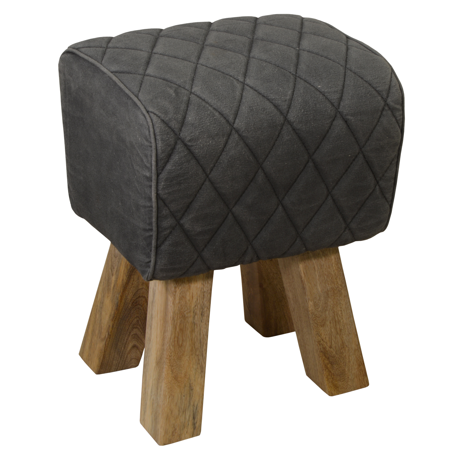 Hocker >Akola< Canvas mit Mangoholz - Farbe grau