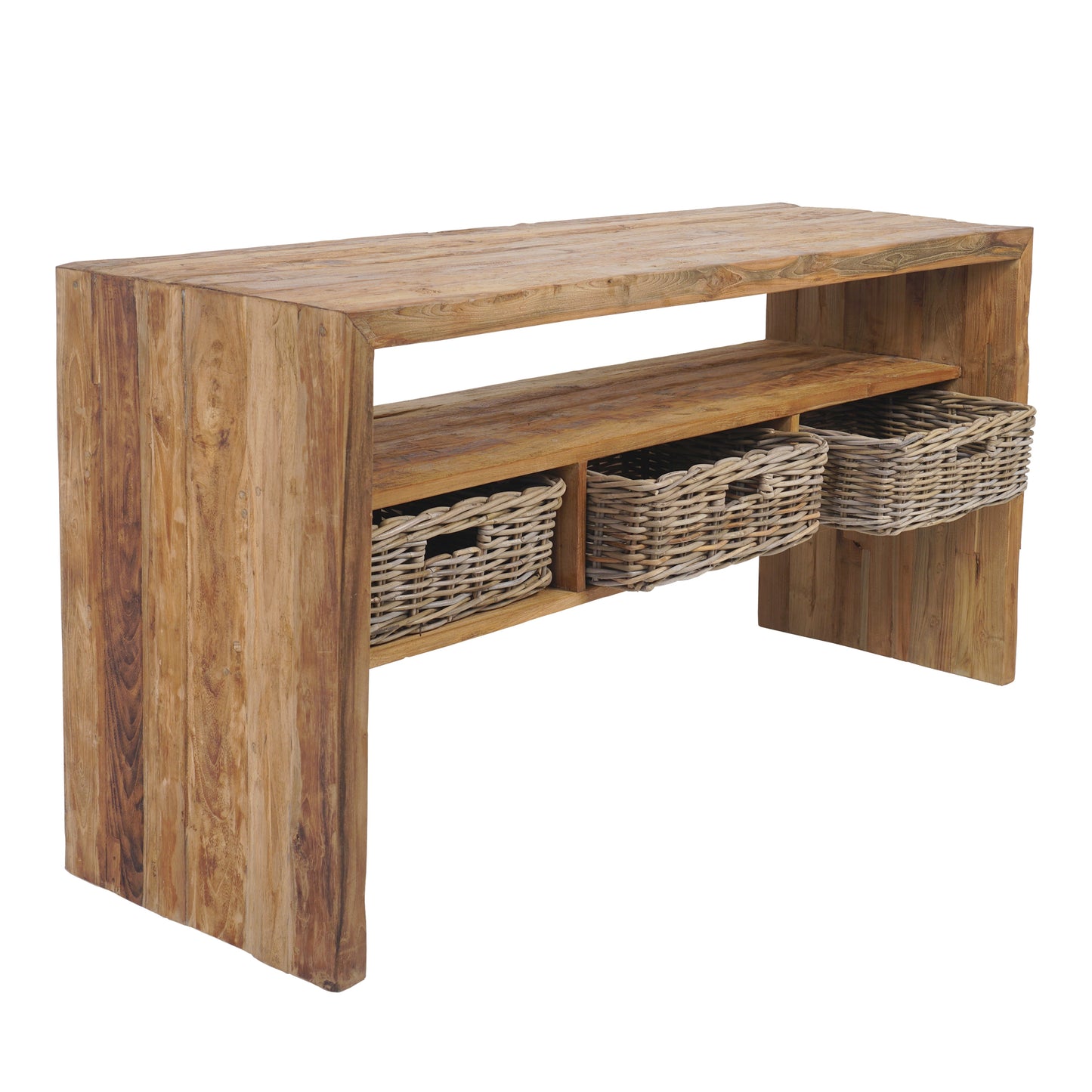 Waschtisch >Sumatra< Teak mit Rattankörben - versch. Größen