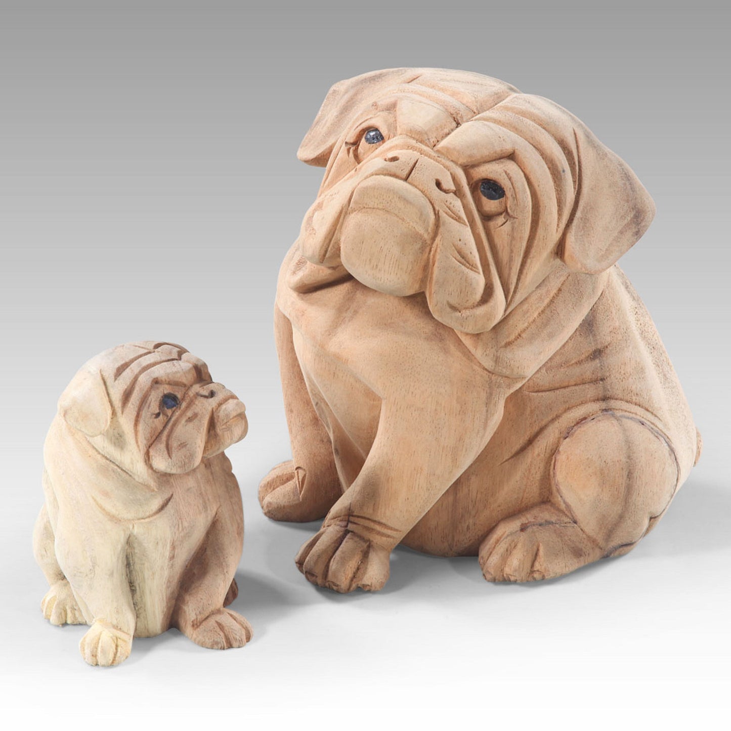 Bulldogge aus Suar Holz geschnitzt Handarbeit