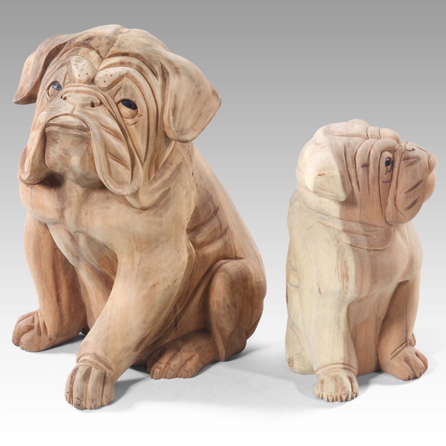 Bulldogge aus Suar Holz geschnitzt Handarbeit