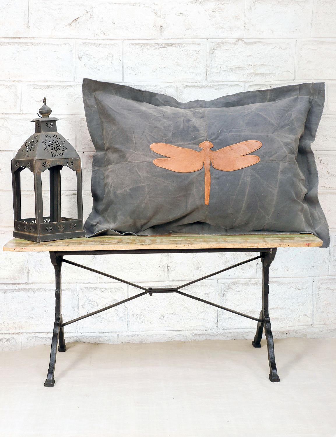 Canvas Kissen Leder Libelle 70x100cm mit Stehsaum - versch. Farben