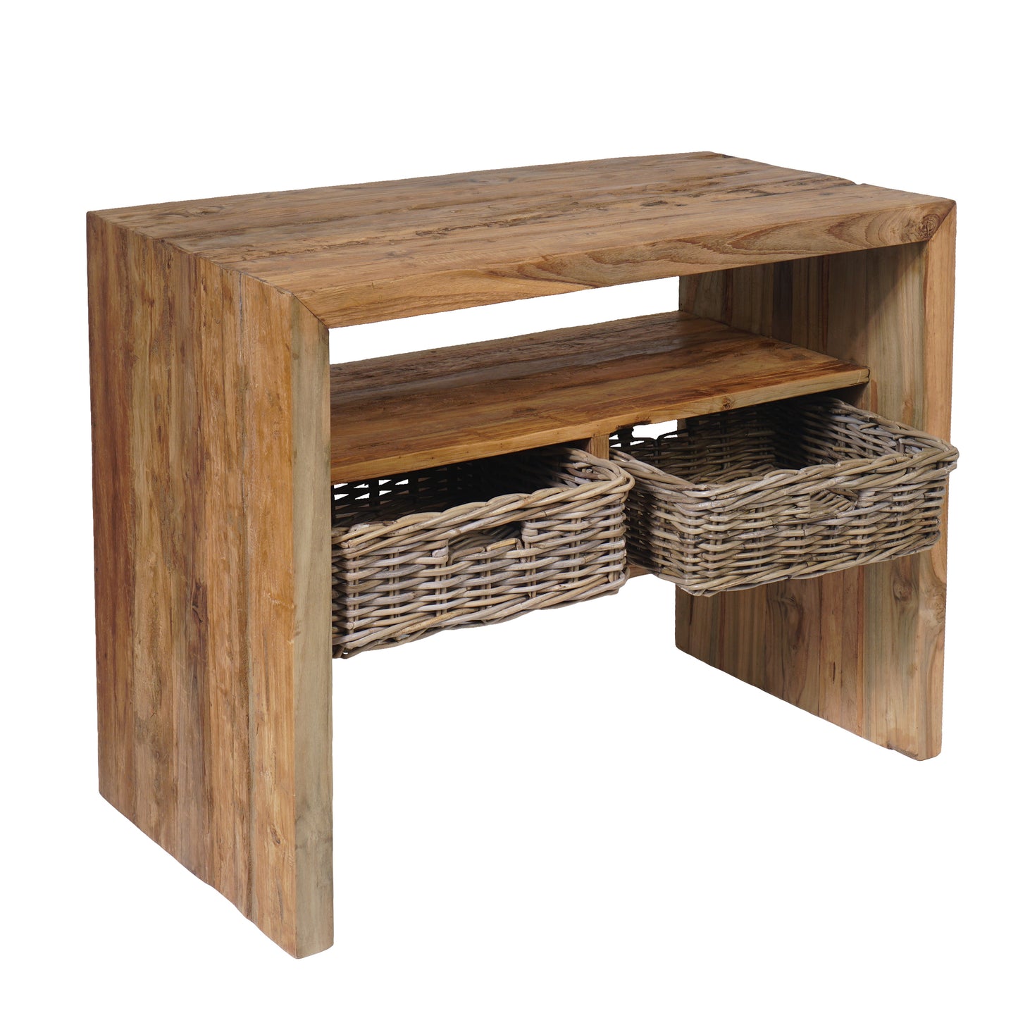 Waschtisch >Sumatra< Teak mit Rattankörben - versch. Größen