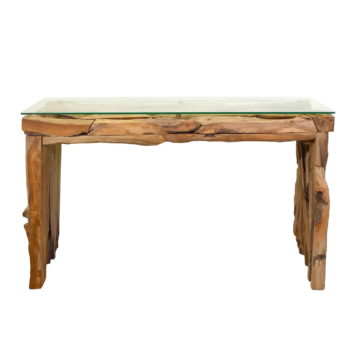 Konsole >Akar< Teak Wurzel Anrichte mit Glas