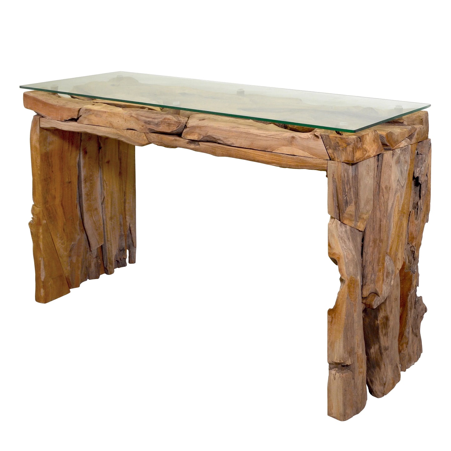 Konsole >Akar< Teak Wurzel Anrichte mit Glas