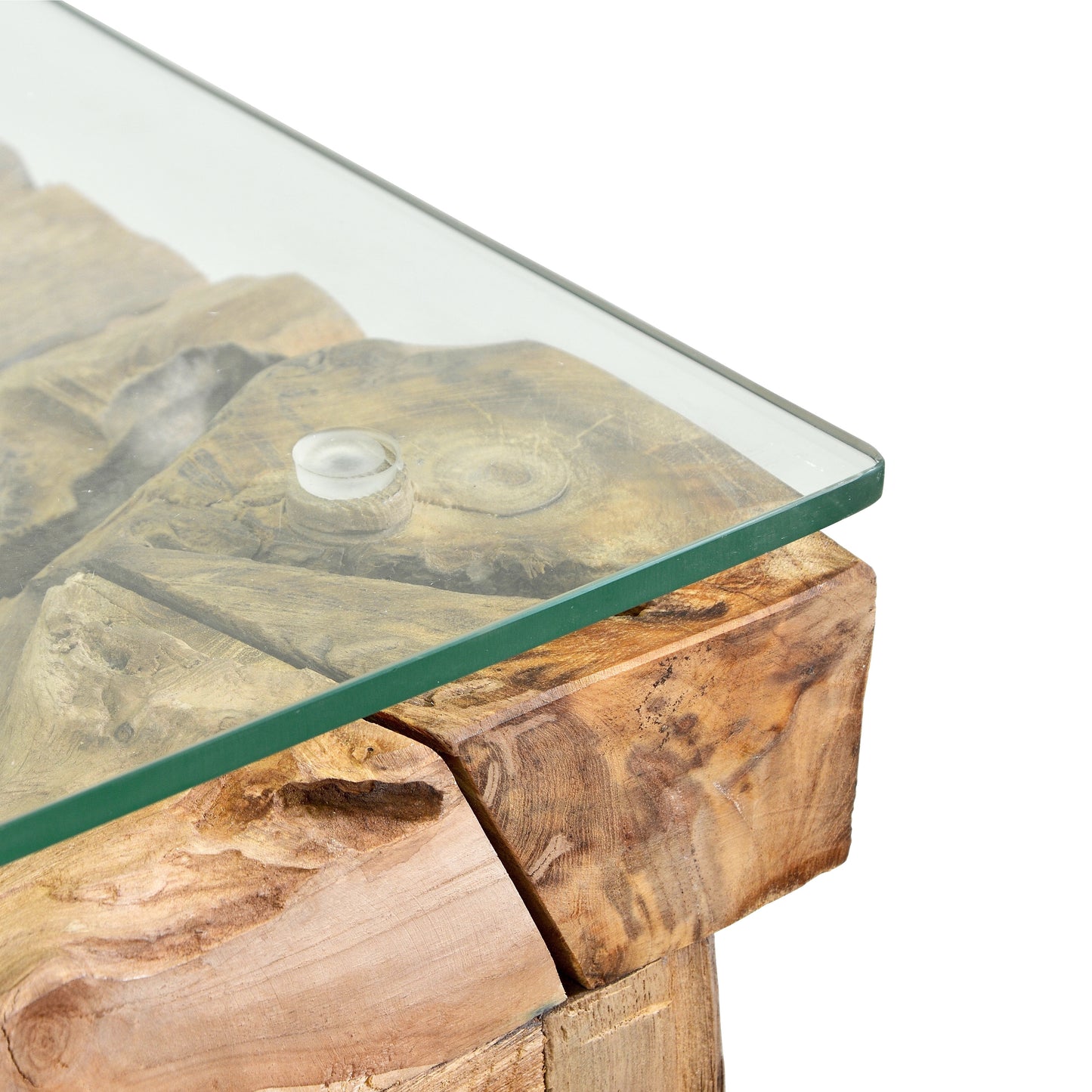 Konsole >Akar< Teak Wurzel Anrichte mit Glas