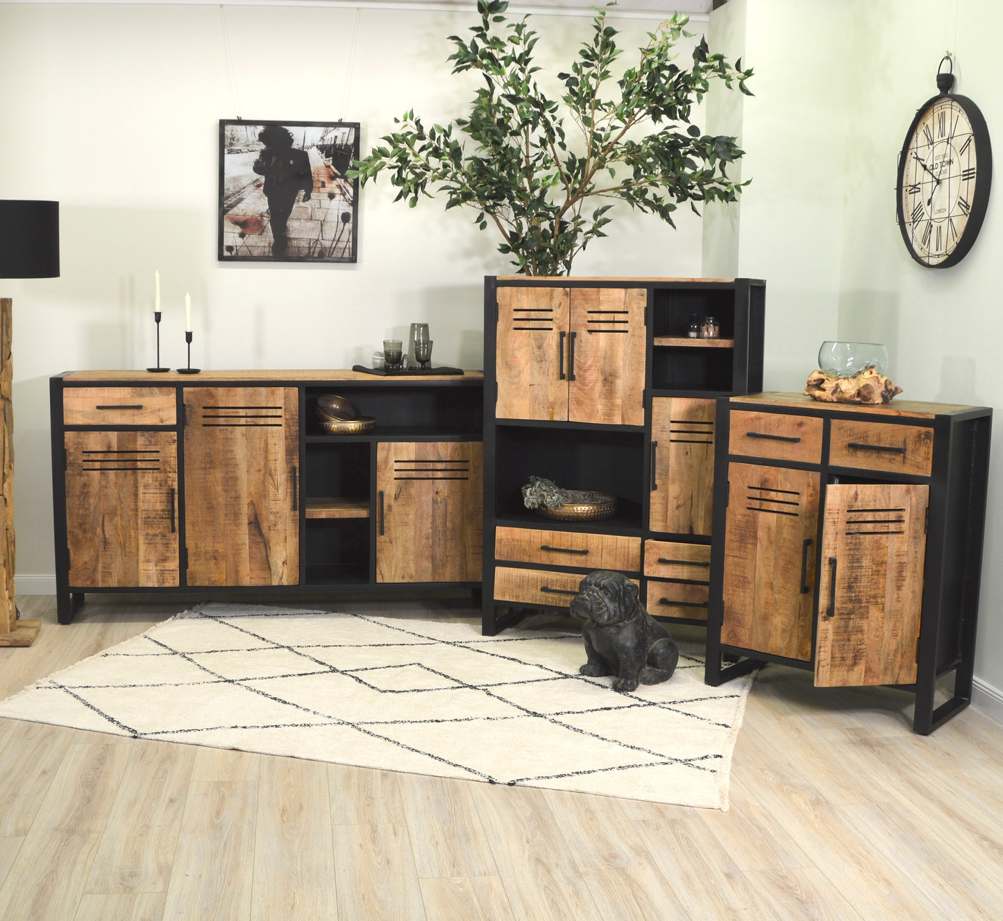 Kommode >Montana< aus Mangoholz & Metall