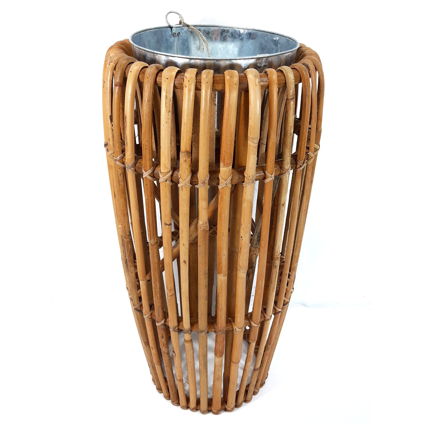 Pflanzensäulen aus Rattan mit Metalltopf