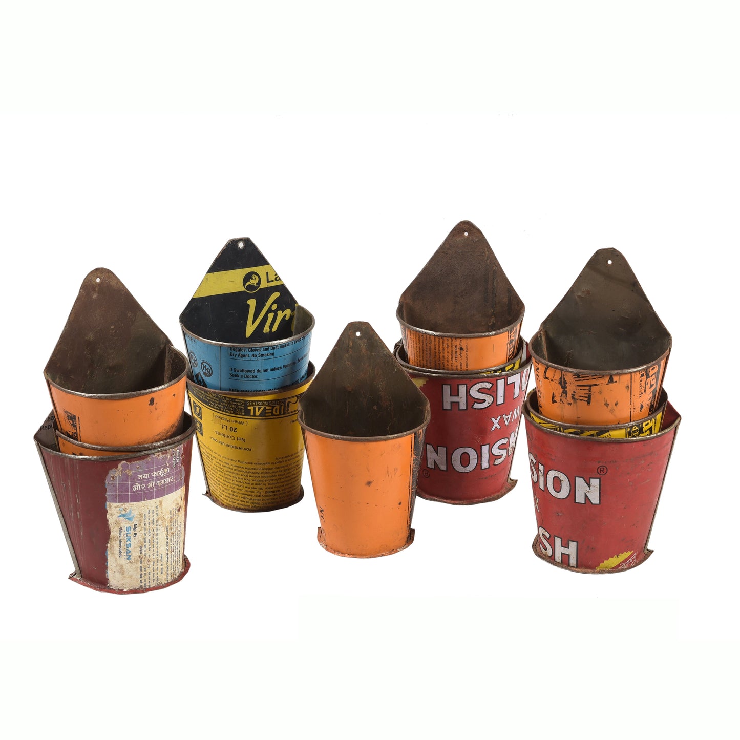 Wandschale Pflanzschale Topf aus Recycle Metall mit Wandhalterung