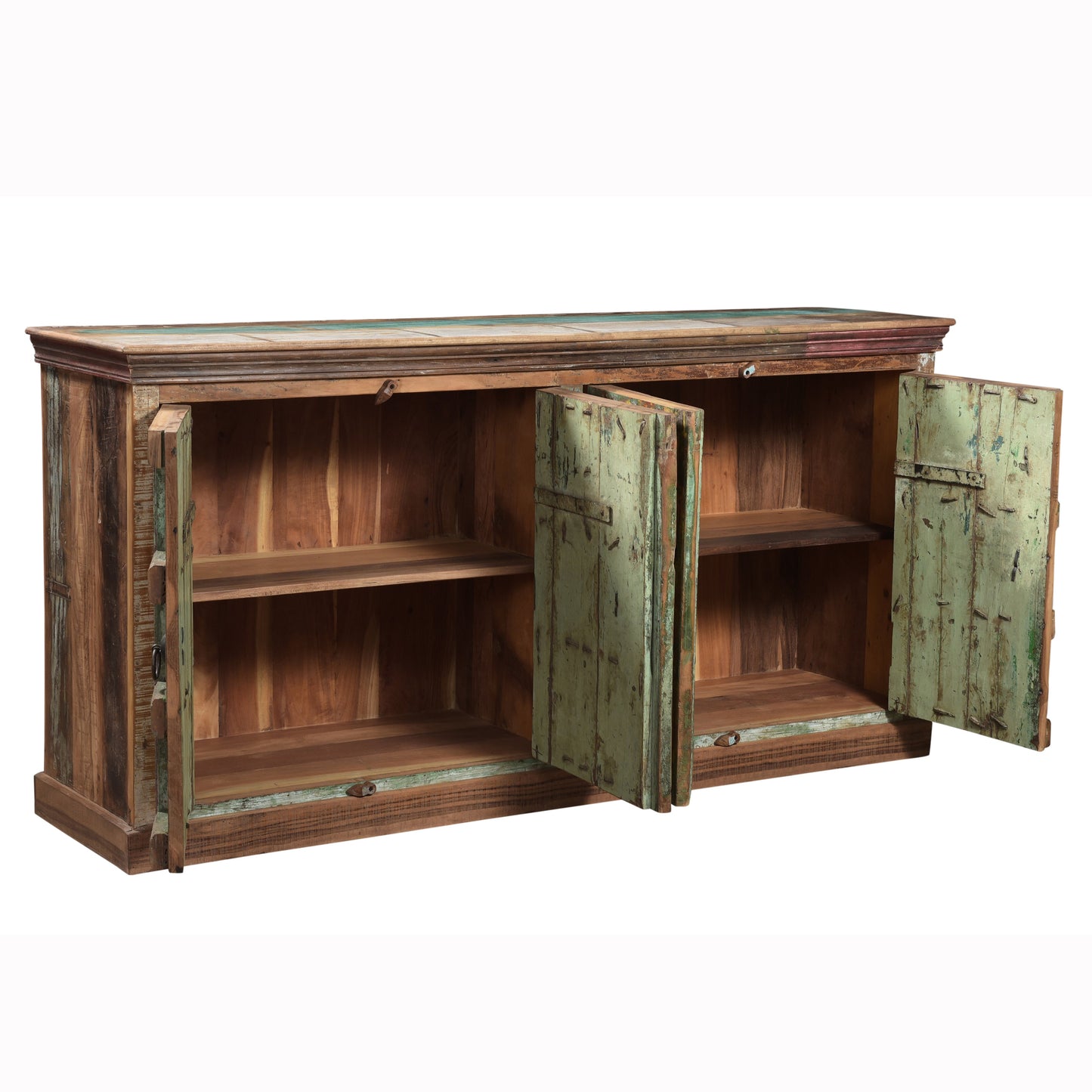 Sideboard >Castle< 4-türig - aus Altholz und antiken Haustüren