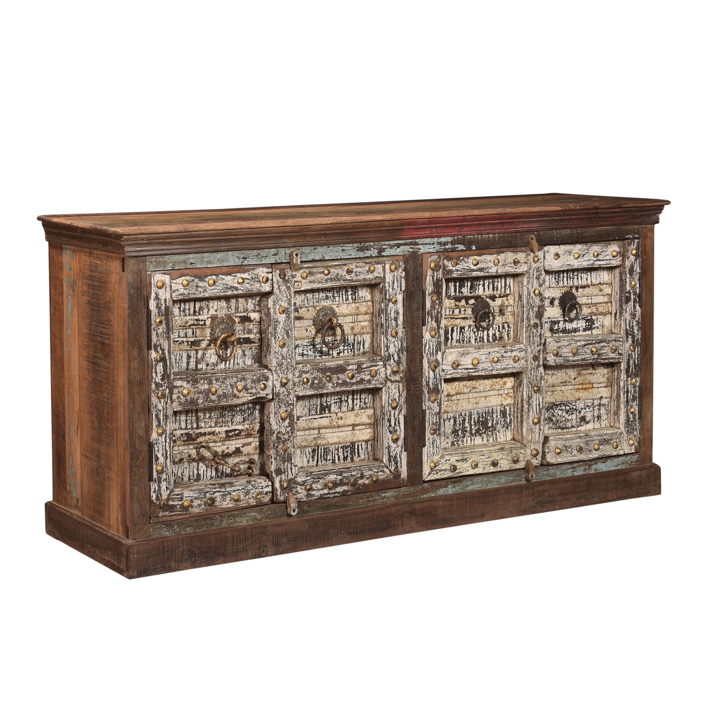 Sideboard >Castle< 4-türig - aus Altholz und antiken Haustüren
