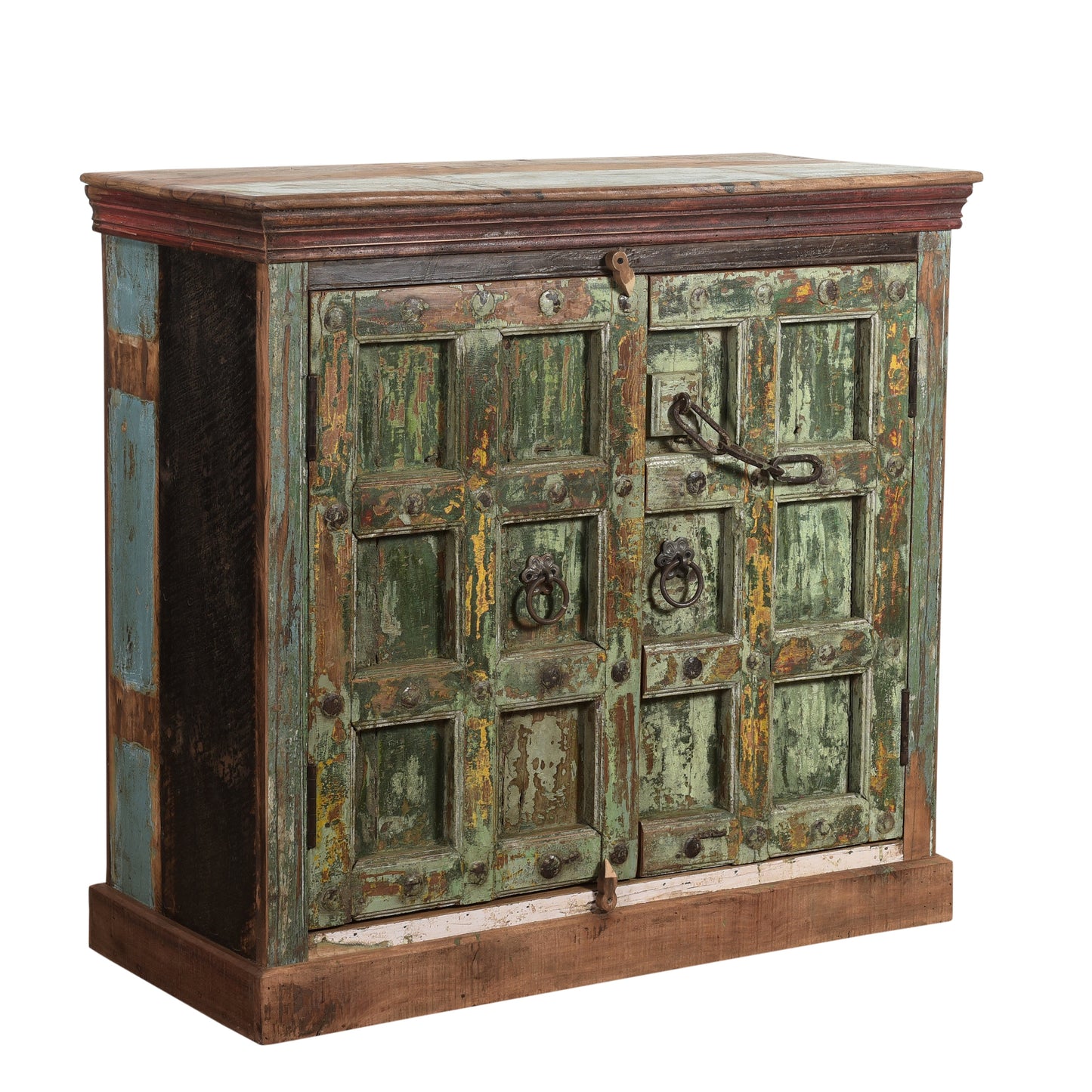 Sideboard Kommode >Castle< 2-türig - aus Altholz und indischen Türen
