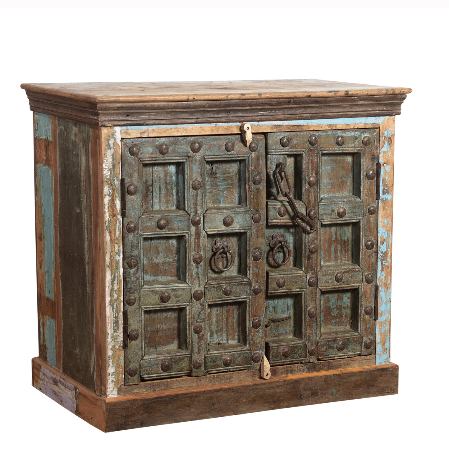 Sideboard Kommode >Castle< 2-türig - aus Altholz und indischen Türen